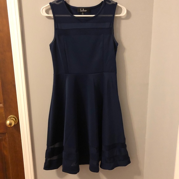 Lulu's Navy Blue Mesh Detail Dress NWOT - Picture 5 of 7